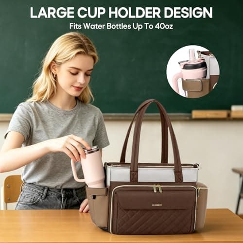 RAINSMORE Laptop Tote Bags for Women 15.6 Inch Teacher Work Bag — view 3