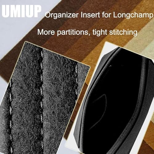 Umiup Multi-Pocket Handbag Organizer, Foldable Tote Bag Organizer for Longchamp, Black, Size L — view 5