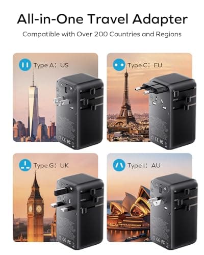 MOMAX Universal Travel Adapter with USBC Cable 100W GaN Travel Plug Adapter — view 4