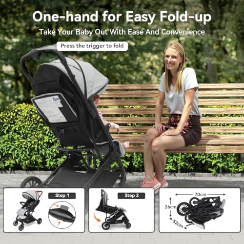SOLIDEE Baby Stroller Pushchair, Compact Travel Pram with Adjustable Seat — view 4