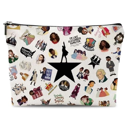Hamilton Themed Makeup Bag, Zipper Toiletry Bag, Waterproof Linen Cosmetic Bags for Travel, Musical Fans Gift for Toiletries, Makeup Organizer