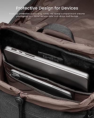 tomtoc Flap Laptop Backpack, Lightweight Water-Resistant Casual Daypack 22L — view 5