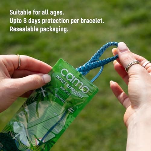 Camo Insect Repellent Anti Insect Bands, 12 Leather Adjustable Bracelets, Superior Strength UK Made Formulation, 250 Hrs of Natural Protection, Deet Free — view 3