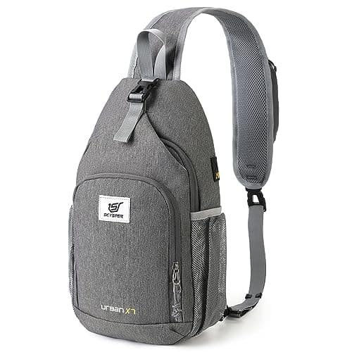 SKYSPER Sling Bag RFID Crossbody Sling Backpack Cross Body Shoulder Bag Travel Hiking Daypack for Women Men(Darkgrey,Medium)