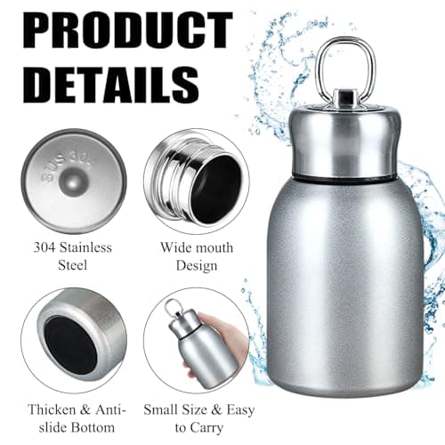 Stainless Steel Mini Vacuum Insulated Insulated Water Bottle for Hot & Cold Drinks, Travel Coffee Cup 10.2oz /300ml (silver) — view 2