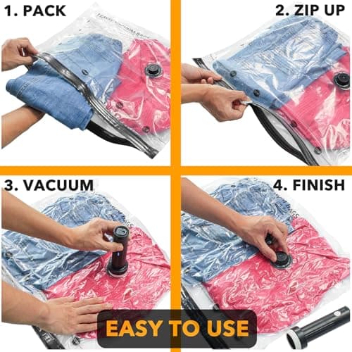 SpaceAid Vacuum Bags for Travel with Cordless Electric Pump, 24 Pack — view 5