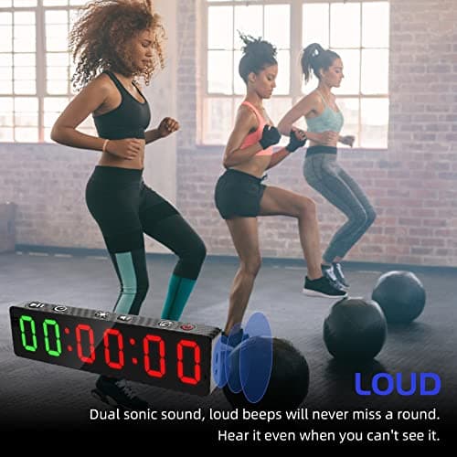 Jhering Gym Timer, Portable, Interval Timer with Rechargeable Battery and Built-in Magnet, LED Digital Anti Vertigo Display, Upgraded Workout Clock for Home Gym Garage Fitness(1" Carbon Fiber) — view 5