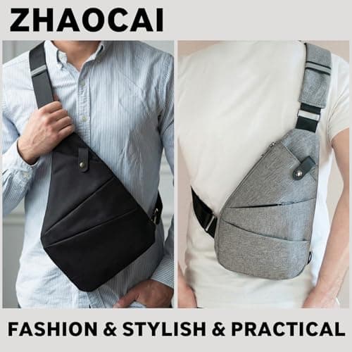ZHAOCAI Anti Theft Bag Unisex Anti Theft Crossbody Bag Women Oxford Cloth Cross Body Bag Convenient Multi-Pocket Sling Bag Suitable For Travel And Everyday Use (Black) — view 2