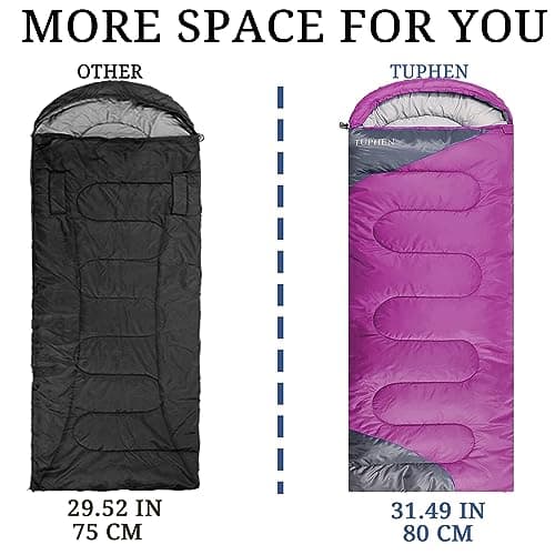 tuphen Sleeping Bag - 3-4 Seasons Camping Sleeping Bags for Adults for Hiking, Backpacking, Cold Weather & Warm Lightweight Travel Gear (Purple-gray, Single 86.61''x31.49'') — view 2