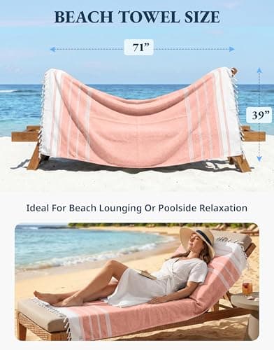 LANE LINEN Turkish Beach Towel 2 Pack, Oversized Towel 39"x71", Cotton Rich Beach essentials For Women, Large Pool Towel, Absorbent & Quick Dry, Sand Free - Bird of Paradise — view 4