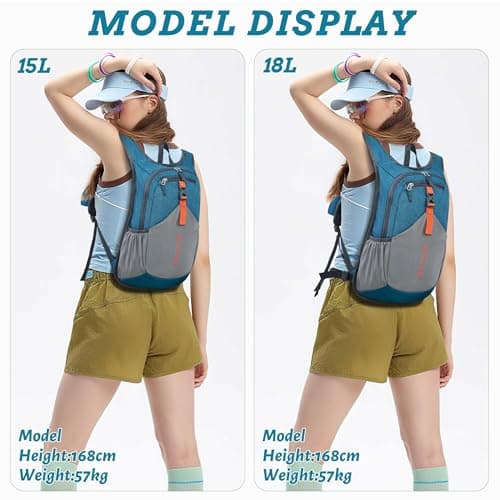BECOJADDE 18L Hiking Backpack for Men Women Foldable Small Rucksack Lightweight Mini Backpack for Camping Travel Outdoor, Turquoise — view 5