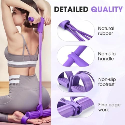 Hllpro Resistance Bands Saludea Gentle Fit Resistance Bands Saludea Flexease Bands Stretch Foot Pedal Resistance Bands with 6 Tubes Figure 8 Bands Full Body Exercise Equipment for Workout (Purple) — view 4