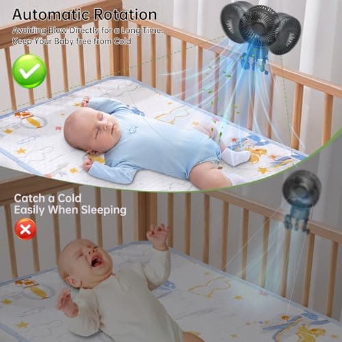 Pram Fan,50H Clip-on Fan for Infant 15000mAh Baby Fans Auto Rotate Flexible Tripod Handheld USB Desk Stroller Pushchair Cooling Fans for Bedroom Crib Treadmill Travel Camping Essentials — view 5