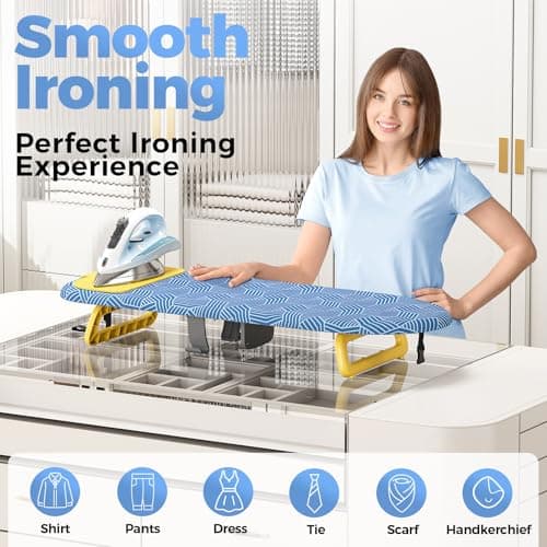 KINGRACK Small Tabletop Ironing Board with Iron Holder,30×81cm,Blue — view 2