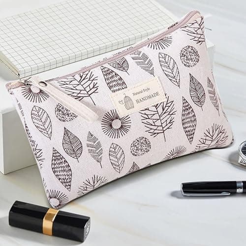 Canvas Cosmetic Bag, 3 Pcs Small Makeup Bag, Printed Makeup Bag with Zipper — view 6