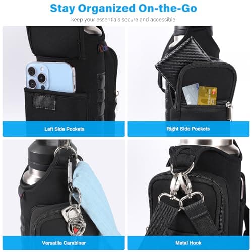 icolor Magnetic Gym Bag Water Bottle Holder Carrier with Strap & Phone Pockets, Φ3.9 Gym Magnetic Bag 5 Built-in Magnets Gym Accessories Organizer Sling Small Gym Bag Pouch for Men Women — view 4