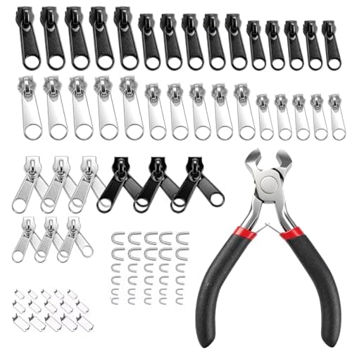 85pcs Zip Repair Kit Zipper Repair Kit with Pliers Zipper Pull Replacement Zipper Pulls Universal Zip Puller Repair Kit UK for Clothes Bags Tents Luggage