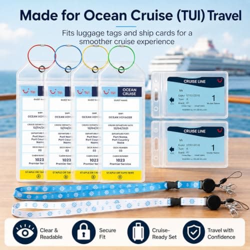 2 Pack Cruise Lanyard 4 Pack Luggage Tags Waterproof Clear Tags with Steel — view 3
