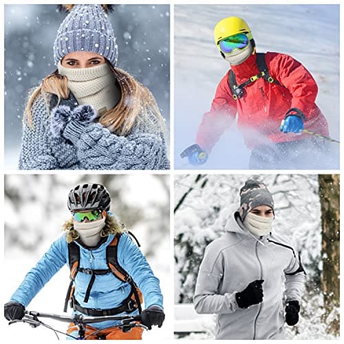 HYUET Winter Fleece Lined Neck Warmer - Thermal Double Layer Windproof Infinity Scarf for Men & Women, Thickened Knitted Snood for Skiing, Motorcycle, Cycling & Outdoor — view 5