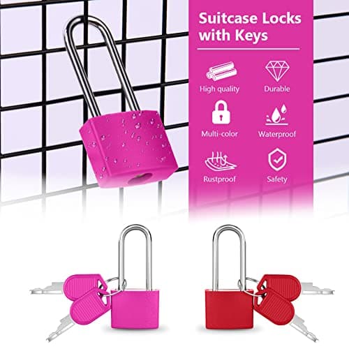Flintronic 4 Pack Suitcase Lock with Key Small Padlock Luggage Lock Travel Lock Backpack Lock, Color Metal Padlock with Key, Small Padlock for Travel Backpack Play Fitness — view 4