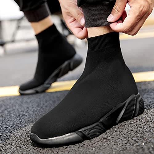 CERYTHRINA Athletic Walking Shoes Knit Weave Mesh Socks Running Shoes Lightweight Breathable Fashion Sneakers Road Fitness Train Dance Gym Casual Platform Loafers Black 43 — view 3