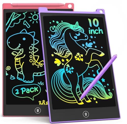 TECJOE 2 Pack LCD Writing Tablet, 10 Inch Colorful Doodle Board for Kids, Electronic Drawing Tablet Drawing Pads,Kids Travel Games Activity for Learning,Gifts for 3–6-Year-Old(Pink and Violet)