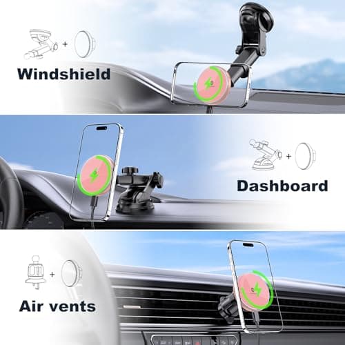 MOKPR for Magsafe Car Mount Charger, 15W Magnetic Wireless Car Charger — view 4