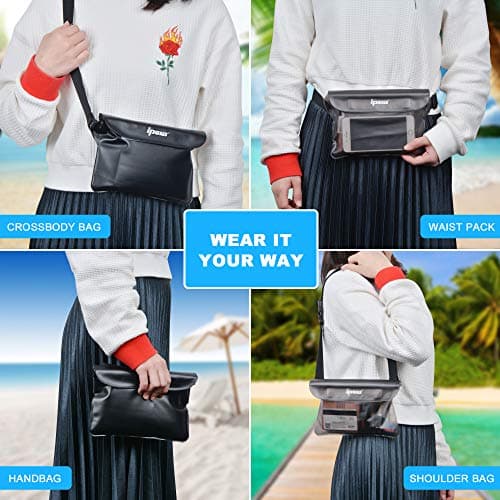 ipow Waterproof Pouch Bag Case with Adjustable Waist Strap [2 Pack] Transparent Screen Touchable for Beach, Swimming, Boating, Fishing, Hiking - Keep Your Phone and Valuables Safe and Dry — view 6