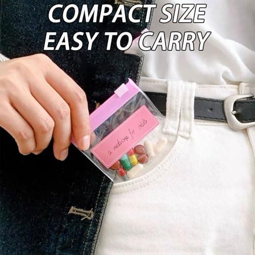 Reusable Pill Pouch Bags, 12 Pack Mini Slide Lock Medicine Storage Bags, Travel Pill Organiser Zippered EVA Pouches, for Tablets Vitamins Jewellery Coins — view 3