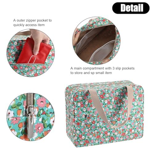 IGNPION Large Travel Toiletry Bag Full Size Travel Wash Bag with Front Pocket Women Large Portable Toiletries Cosmetic Storage Organiser for Swimming, Gym, Trip (Floral Green) — view 5
