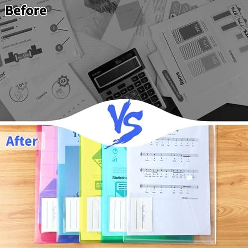 Smarpau A4 Plastic Wallets 10 Pack, Colour File Folders with Label Pocket — view 6