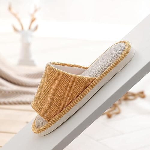 JIJIe Slippers Linen Indoor Slippers for Men and Women, Anti-Slip Summer Slippers (Brown EU44/45 UK9/10 — view 6