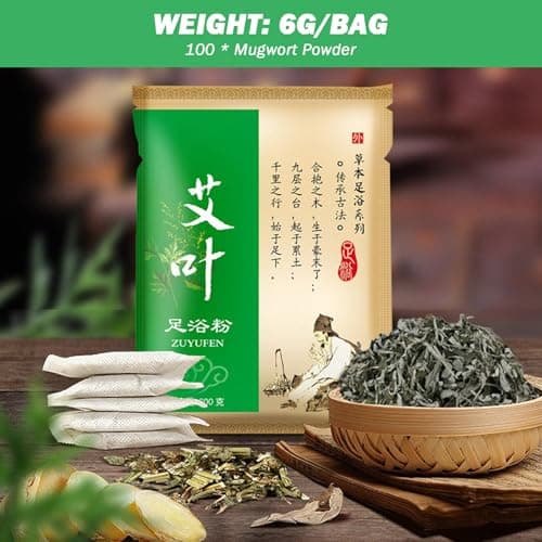 Detox Foot Soak, 100 Bags Natural Mugwort Powder Foot Spa Soak, Disposable Portabe Herbal for Home Travel Detox — view 2