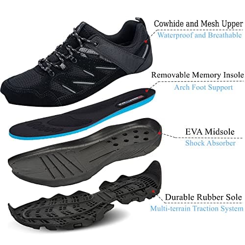 SILENTCARE Walking Shoes Mens Waterproof Low Rise (Black UK 11) — view 2