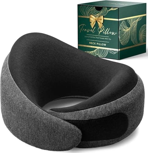 Proglobe Luxe Travel Pillow for Airplane, 100% Memory Foam, Ash Black