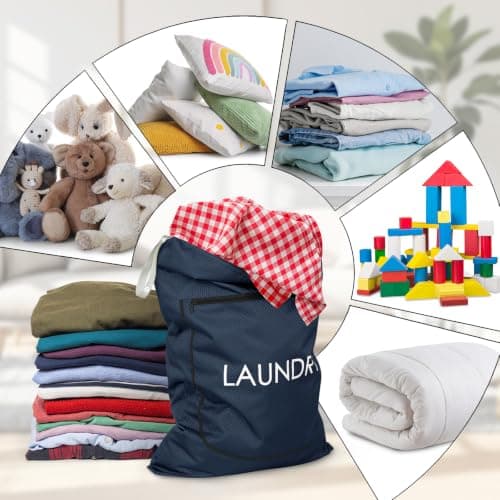 2 Packs Laundry Bags, Foldable Dirty Clothes Travel Laundry bag with Zipper, Washable Wet & Dry Organizer for Gym, Swimming, Yoga, Workout & Swimsuits (Navy Blue(Small+ Large)) — view 4