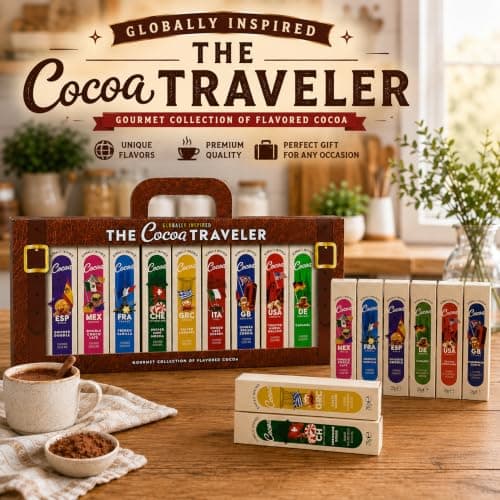 Cocoa Traveler Hot Chocolate Gift Set - 9 Hot Chocolate Drink Flavors from Different Countries in a Luggage Gift Set. Great for Christmas Gift for Kids, Birthday Gifts who Loves Travel — view 2