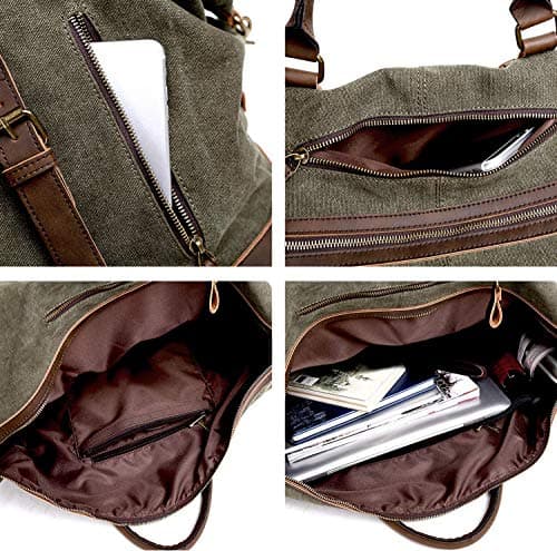 aztex Premium Collection Oversized Canvas Holdall Travel Carry On Duffel Bag Overnight Weekend Bag Unisex Travel Holdall 55 x 26 x 37cm, Army Green (Personalised) — view 5