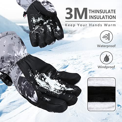 Odtmger Ski Gloves,Snow Gloves Waterproof Winter Warm Cold Weather Touchscreen Gloves for Parent& Child Kids Skiing,Snowboarding — view 3