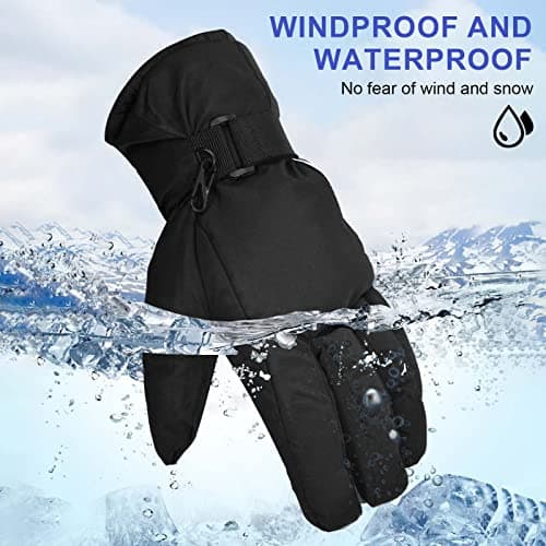 Eclove Ski Gloves, Extreme Waterproof Gloves, Winter Warm Snow Glove Waterproof Windproof Breathable Warm Glovers Wrist Straps Unisex, for Ski, Riding Snowboard Mountaineering Winter Outdoor Sports — view 3