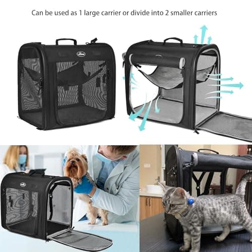 Wakytu Foldable Cat Carrier 89x35x43cm for 2 Cats, 2 in 1 Pet Carrier and Car Seat Secure and Ventilated for Car Travel Vet Suitable for Small Dogs and Cats — view 5