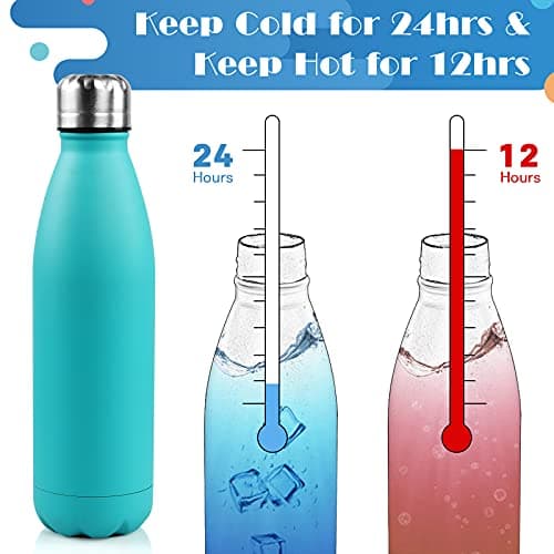BOGI 17oz Insulated Water Bottle Double Wall Vacuum Stainless Steel Bottle Leak Proof keeps Hot and Cold Drinks for Outdoor Sports Camping Hiking Cycling, Comes with a Cleaning Brush Gift (Mint) — view 3