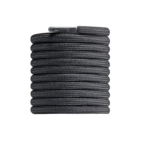 CCSOFTIME 2 Pairs Round Black Boot Laces,90cm Short Heavy Duty Boot ShoeLaces for Work Shoes Hiking Walking Boots and Trainers,4mm Replacement Thick Shoelaces for Womens Mens Kids(Black-90cm)