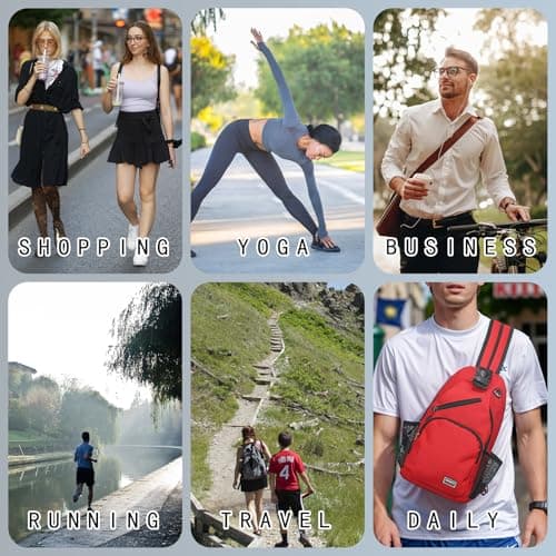 DTGN Convertible Sling Bag Crossbody Backpack - 8.5"x15" (LXH) Good for Women Men Hiking Travel Cycling - Multifunctional Shoulder Bag Casual Packs with Headphone Jack - Blue — view 6