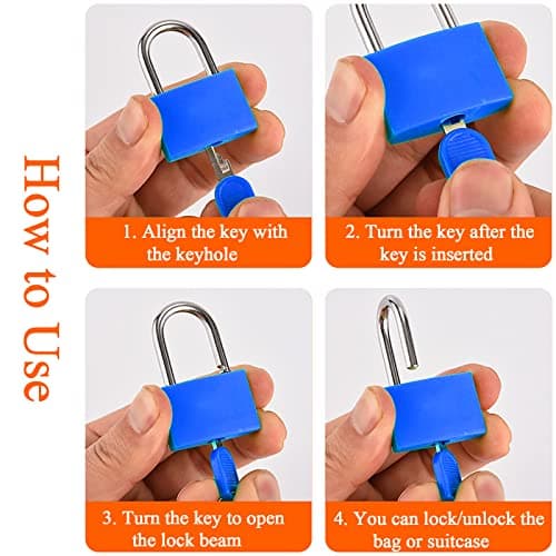 2 Pieces Luggage Locks with Keys,Small Suitcase Padlocks,with Key Small Padlock Luggage Lock,for Travel School Gym(Blue and Black) — view 3