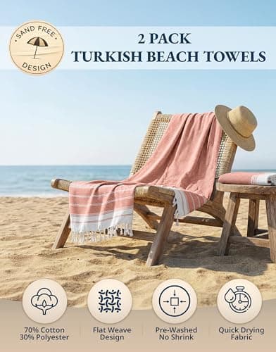 LANE LINEN Turkish Beach Towel 2 Pack, Oversized Towel 39"x71", Cotton Rich Beach essentials For Women, Large Pool Towel, Absorbent & Quick Dry, Sand Free - Bird of Paradise — view 2