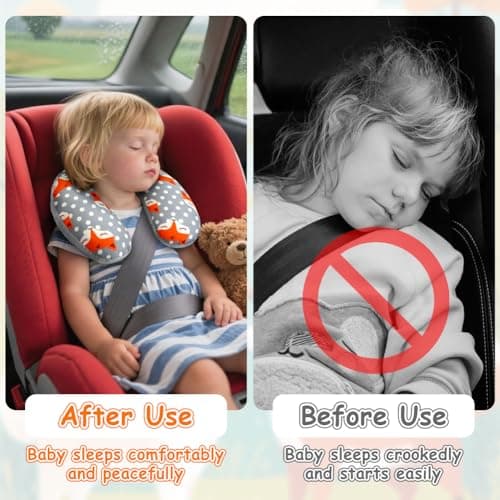 Alaoo Baby Neck Pillow for Travel, Breathable Soft U-Shaped Head Neck Protector, Car Travel Sleeping Pillow for Babies and Children for Car Seats and Strollers, Fox Pattern — view 6
