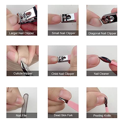 Manicure Set 18pcs Nail Clipper Kit Professional Grooming Kit, White Pink — view 6