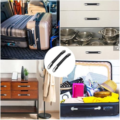 2Pcs 24cm Luggage Handle Replacement, Black Carrying Grip Suitcase Repair — view 6