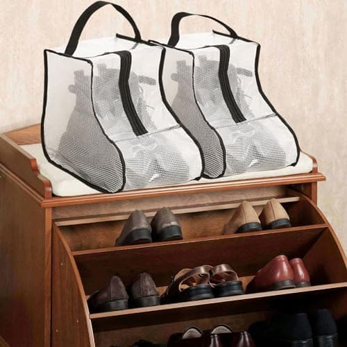 EUPSIIU 2 Pcs Women Short Boot Storage Bags, Travel Shoe Bags, Shoe Packing Organizer, Portable Proof Dust and Waterproof Shoe Storage Bag, Zippered Shoe Pouch for Hunting Hiking Fishing (Black) — view 6